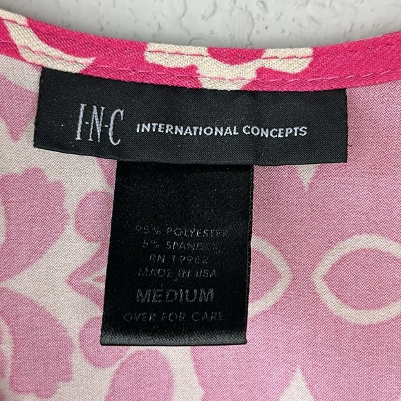 INC International Concepts Pink and Tan Floral Pint Sleeveless Mini Dress Size M - Picture 7 of 10